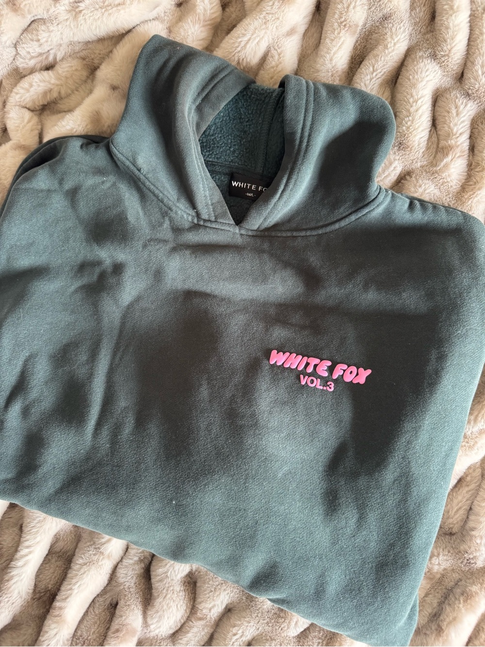 White Fox Green Hoodie and Joggers with Pink Writing Set